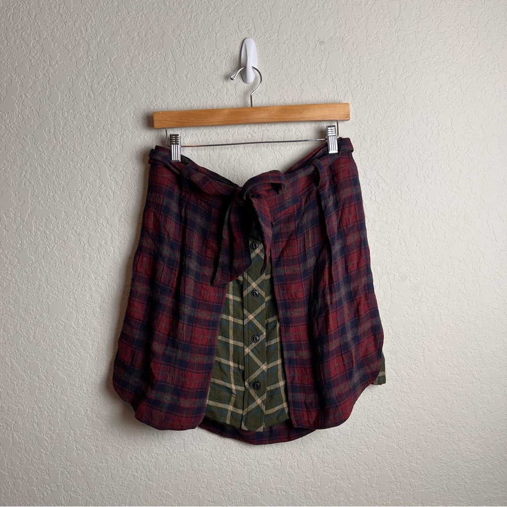 Rag & Bone Felicity Skirt 8 Tie Waist Button Front Rebel Punk Plaid Mini Wool - Picture 3 of 13
